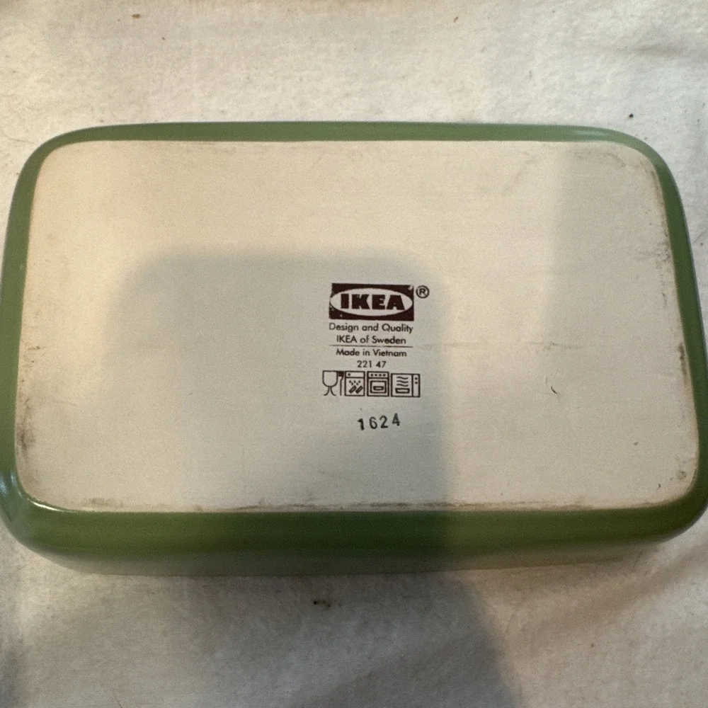 IKEA Green Stoneware Baking Dish Casserole 9x6 Microwave Safe #221 47